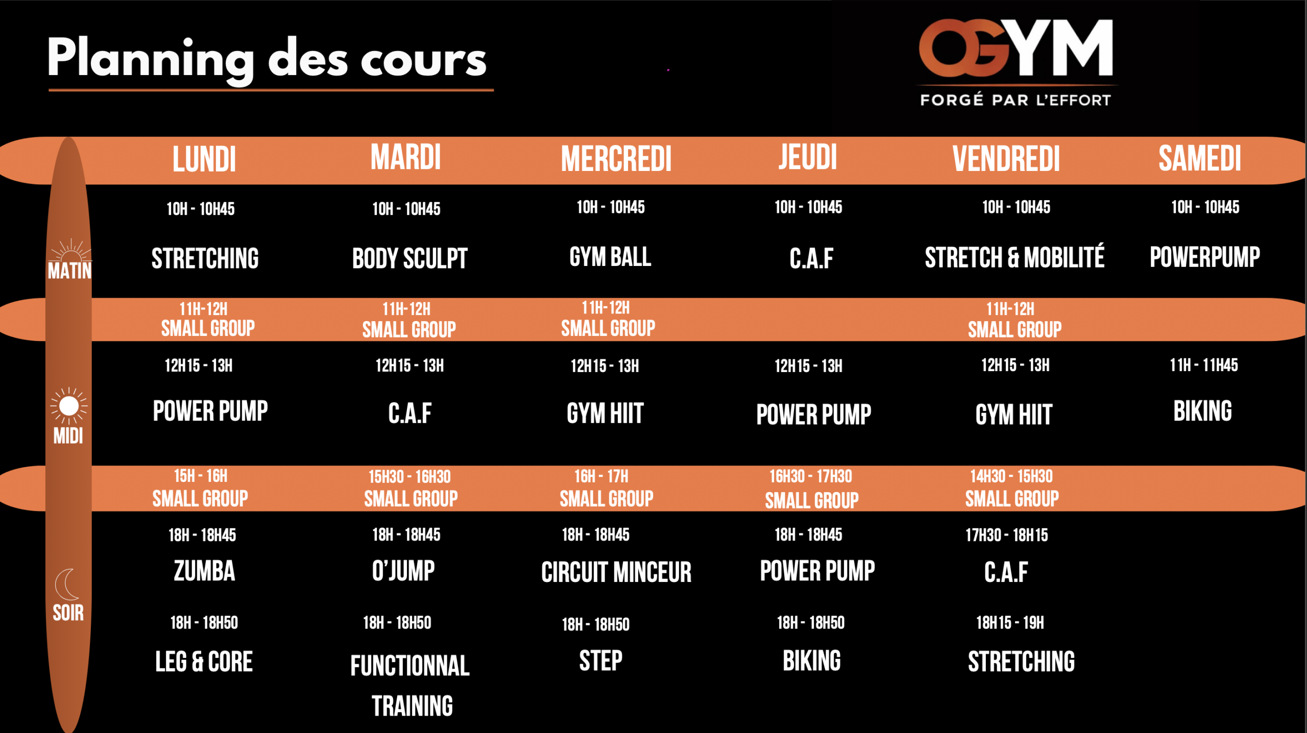 Planning des cours collectifs ogym évreux